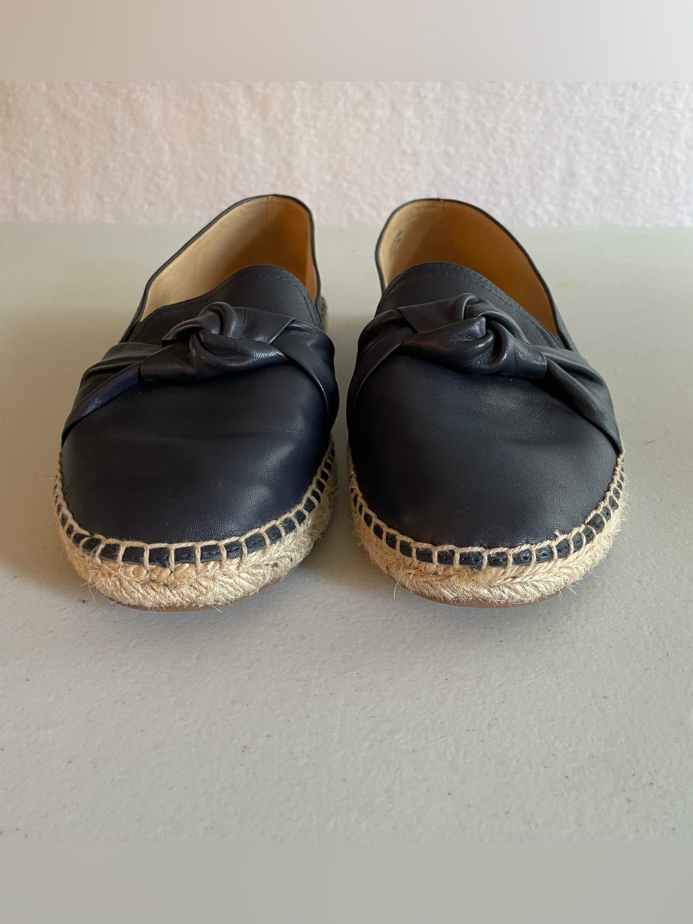 TALBOTS Navy Izzy Knot Leather Espadrille Flats NWOB, size 8.5 - Picture 2 of 8
